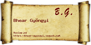 Bhear Gyöngyi névjegykártya